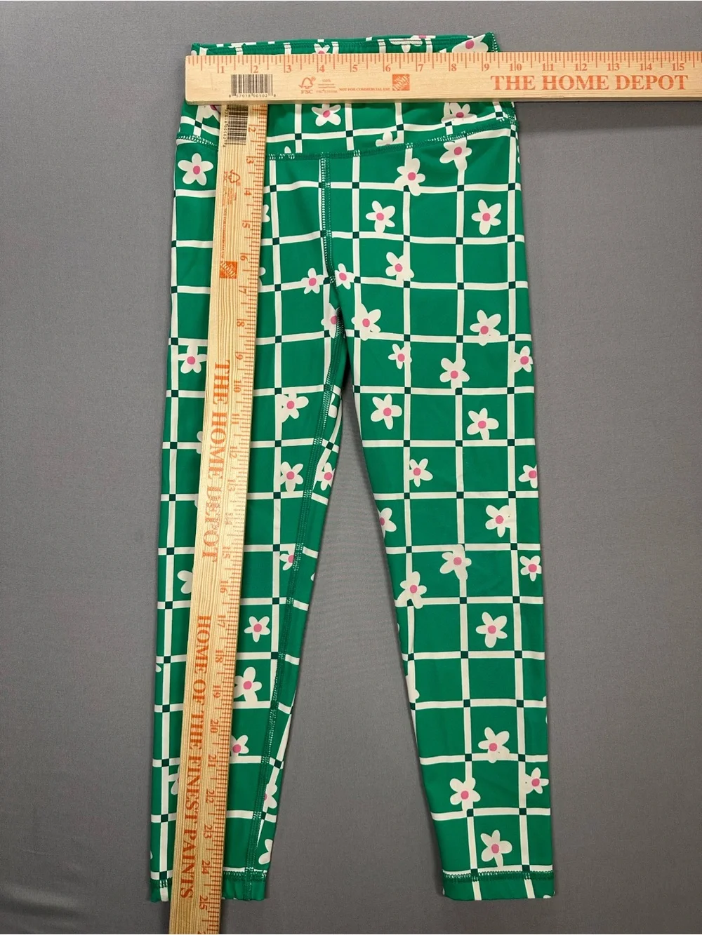Hanna Andersson Green+White Floral 3-Piece Active Set, Leggings/Shorts/Top, US 5